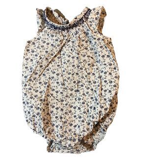 OshKosh BGosh 12 Month Sleeveless Top White Blue flowers Snap Crotch